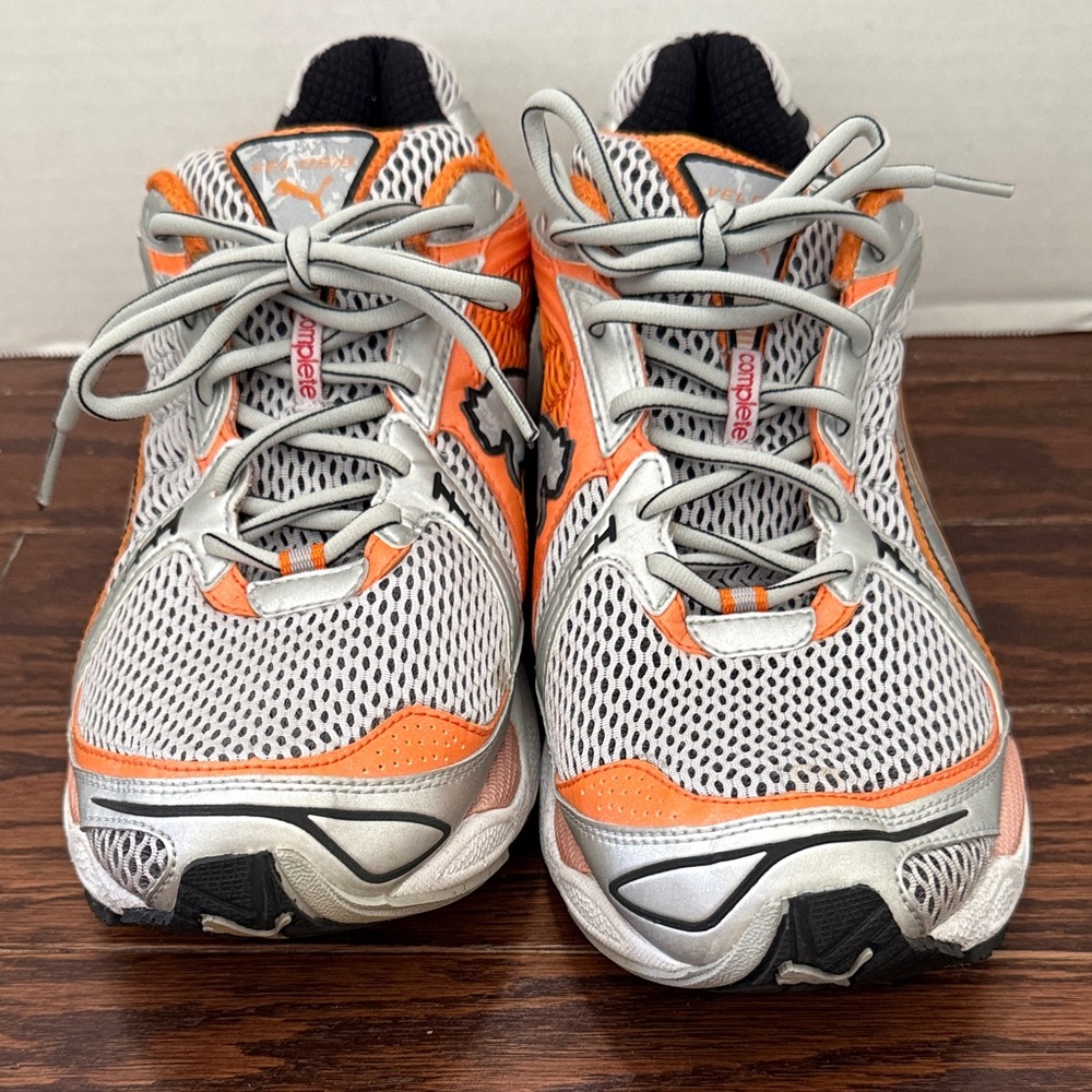 Puma Velosis Orange and Silver Sneakers